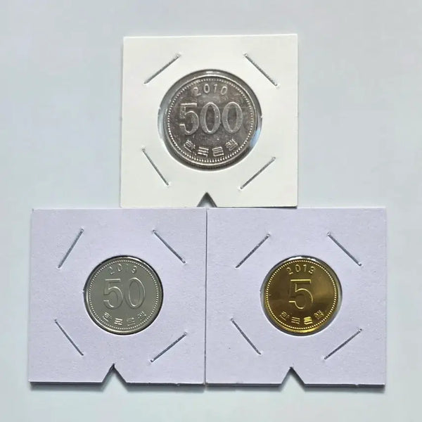 [BUNJANG] 2010 500 Won Coin (180 Degree Rotation Error) & 2019 50 Won, 5 Won Coins (Unused) / 2010년 500원 180도 회전에러 미사용 2019년 50원 5원