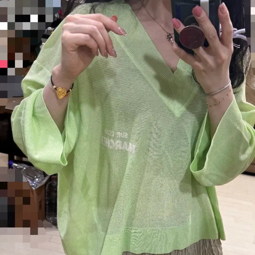 [BUNJANG] System Embroidered Knit Long Sleeve / Free 55 66반 텍ㅇ 새상품 시스템 여름 자수 니트 긴팔 마쥬 타임