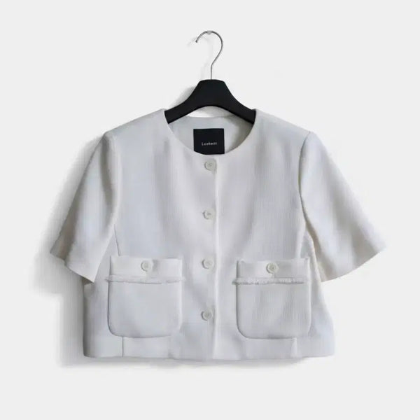 [BUNJANG] Lookast Short Sleeve Tweed Jacket White / 새상품)룩캐스트 화이트 반팔 트위드 자켓