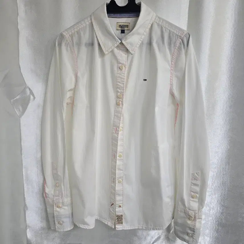 [BUNJANG] Tommy Hilfiger Women's White Long-Sleeve Shirt / 타미힐피거 여성 화이트 긴팔 셔츠 (2067)