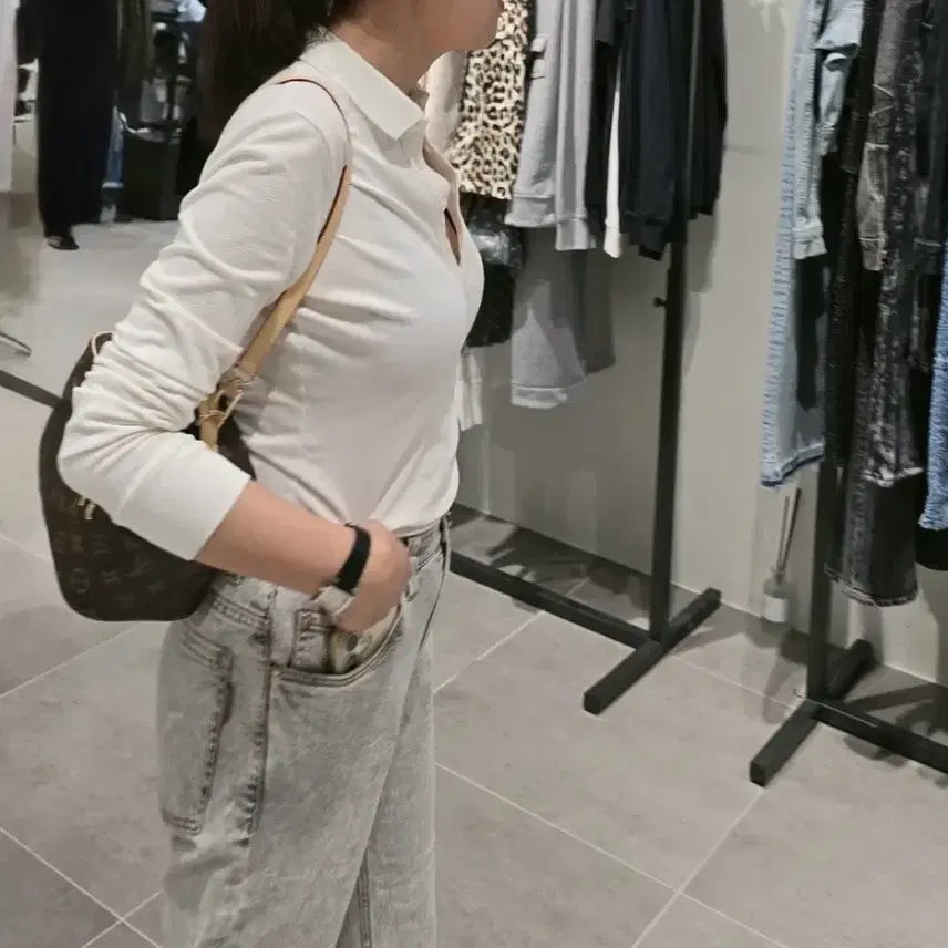 [BUNJANG] Polo Ralph Lauren White Women's Long Sleeve Polo Shirt / 폴로 랄프로렌 화이트 여성 긴팔 카라티