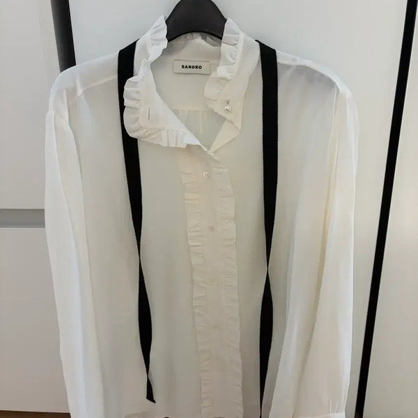 [BUNJANG] Sandro Tie Blouse 36 / (새상품) 산드로 타이 블라우스 36