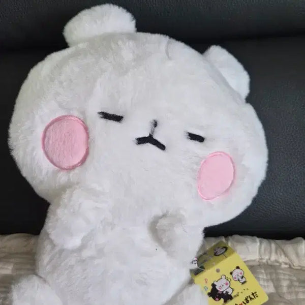 [BUNJANG] Mochimochi Panda Plush Toy White Pink Blush / 모찌모찌판다 인형 화이트 핑크 볼터치
