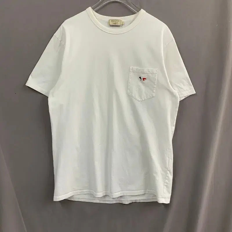 [BUNJANG] Maison Kitsuné Tricolore Fox Patch Classic Pocket Short Sleeve T-Shirt / L 메종키츠네 트라이컬러 폭스 패치 클래식 포켓 반팔티