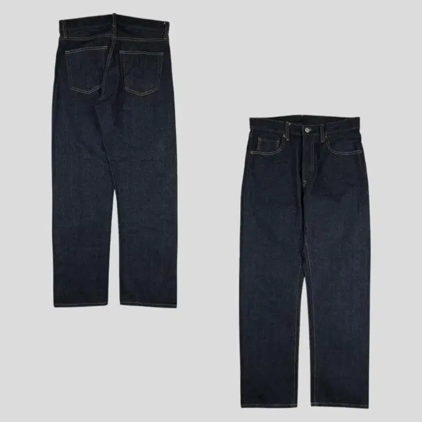 [BUNJANG] Uniqlo Jeans Slim Straight Fit Selvedge Denim Pants / 유니클로 진스 진청 생지 인디고 슬림 스트레이트핏 셀비지 청바지 데님팬츠