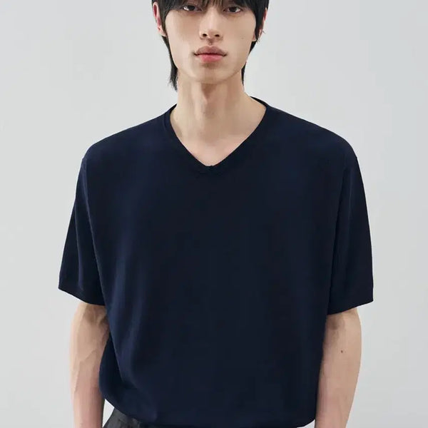 [BUNJANG] Drawfit Modal Half V-Neck Knit [NAVY] M / 드로우핏 쿨링 모달 하프 브이넥 니트 [NAVY] M