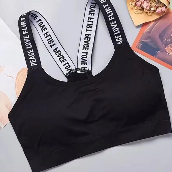 [BUNJANG] Black Lettering Sports Bra / 블랙 레터링 스포츠 브라
