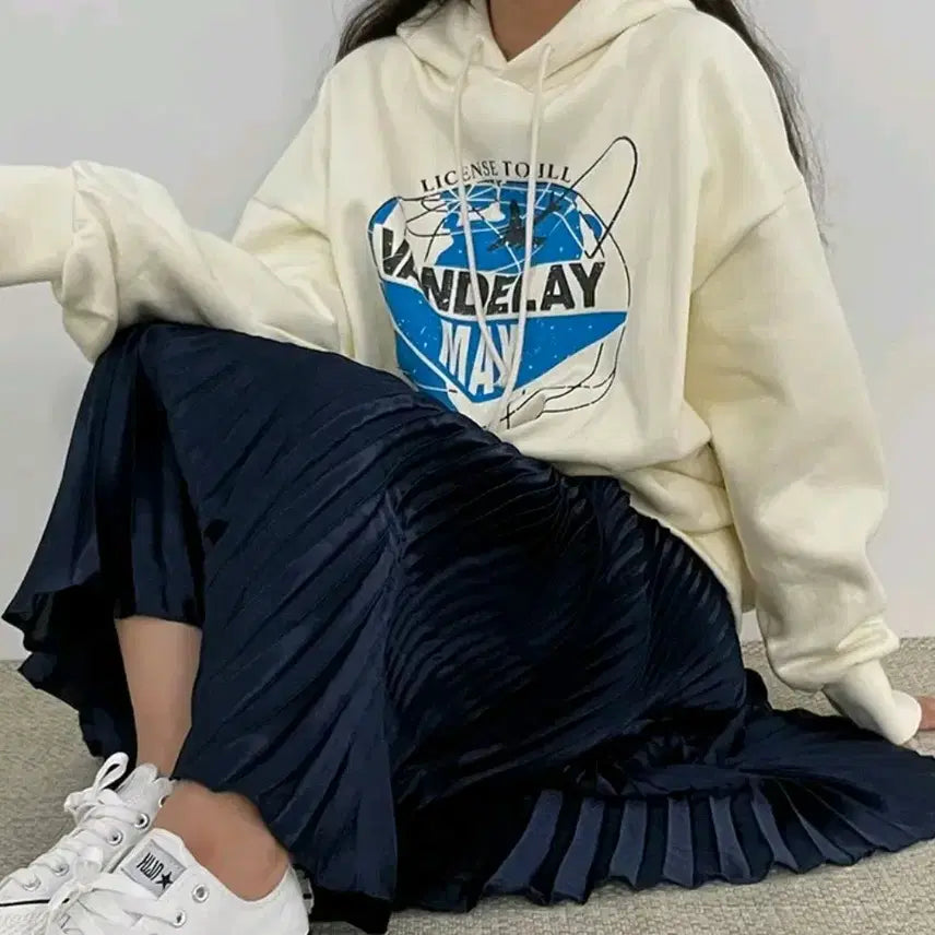 [BUNJANG] Ablery Cream Fleece Hooded Sweatshirt / 에이블리 크림 기모 후드티 (1회 착용)