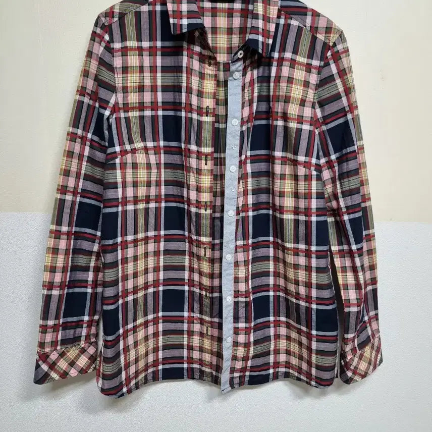 [BUNJANG] Hazzys Navy Check Long-Sleeve Shirt (Size S) / * 헤지스 카라 긴팔 S 사이즈
