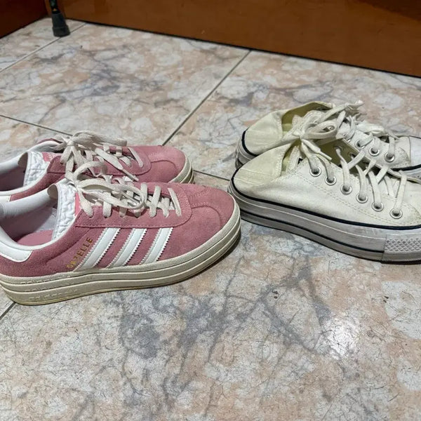 [BUNJANG] Adidas Gazelle Pink / Converse White Sneakers (Size 220) / 아디다스 가젤 핑크 220, 컨버스 화이트 220