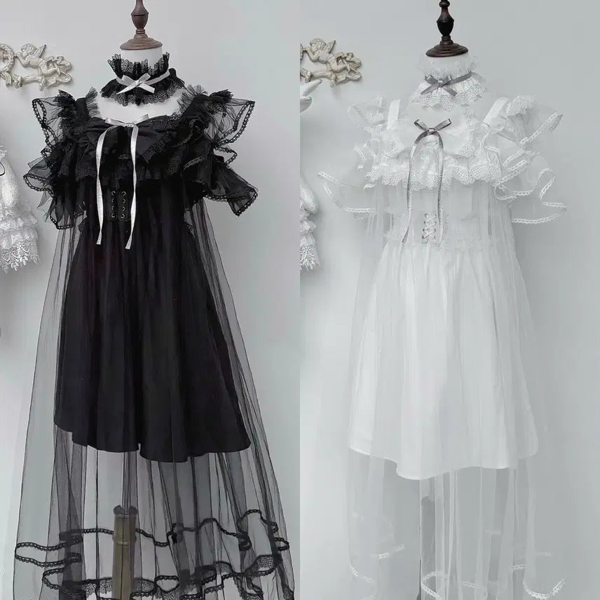 [BUNJANG] Yangsang Hyung Jirei Byulbam Organza Camisole Dress / 양산형 지뢰계 별밤 오간자 캐미솔 드레스