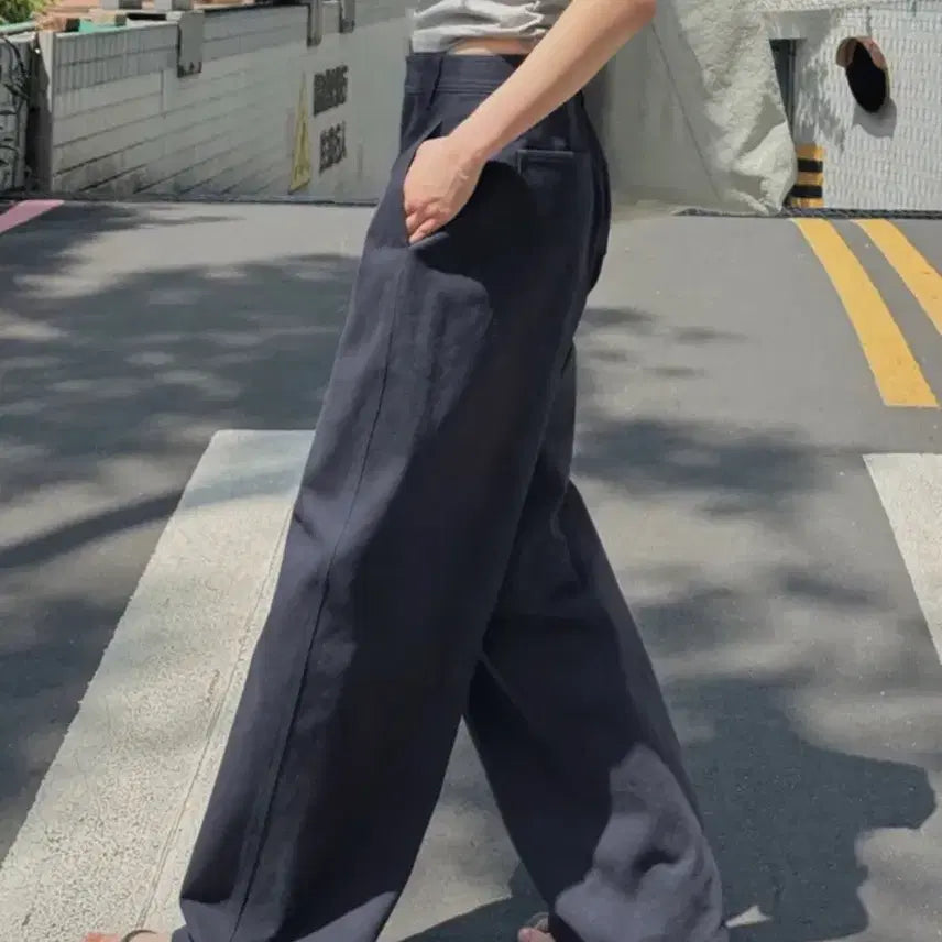 [BUNJANG] Slowand Premium Deep Washing Wide Pants (XS, Navy) / 슬로우앤드 프리미엄 딥워싱 와이드팬츠