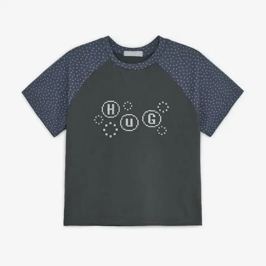 [BUNJANG] Hug Your Skin Pixel Raglan T-shirt Charcoal / 허그유어스킨 픽셀 레글런 티 차콜