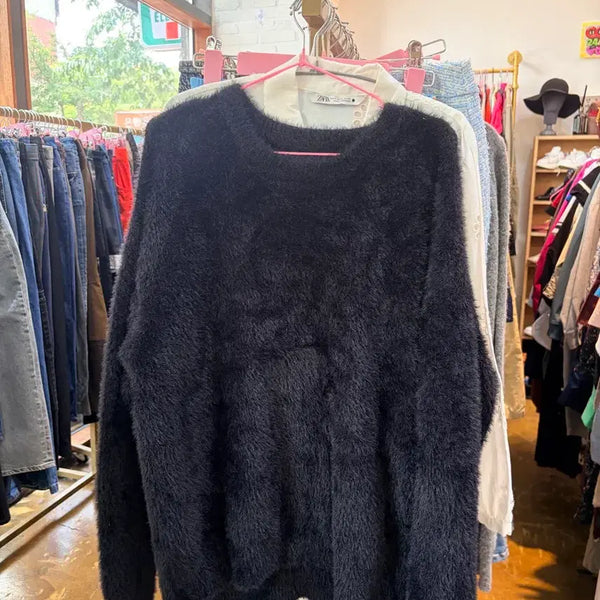 [BUNJANG] Nomancual Black Fur Knit / 노매뉴얼 블랙 퍼 니트