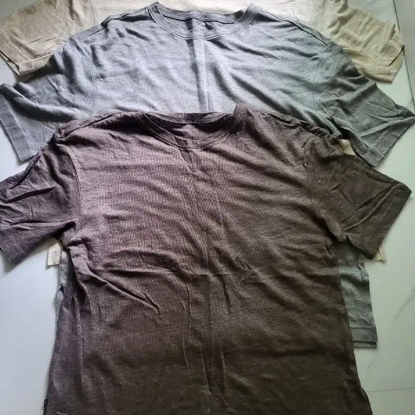 [BUNJANG] Muji Linen Short Sleeve T-shirt 3-Piece Set / 무지 린넨 반팔 티셔츠 3종 세트