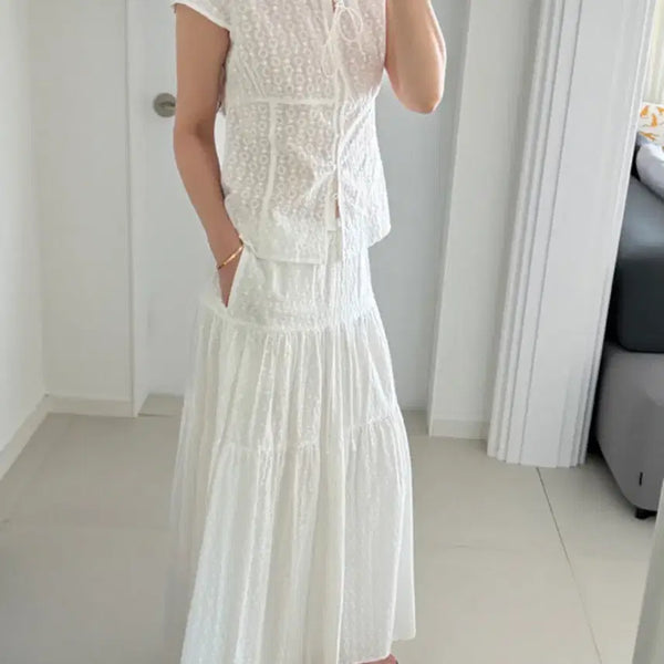 [BUNJANG] Mango Many Please Wish Punching Blouse + Skirt Set (Size S) / 망고매니플리즈 위시 펀칭 블라우스 +스커트 s