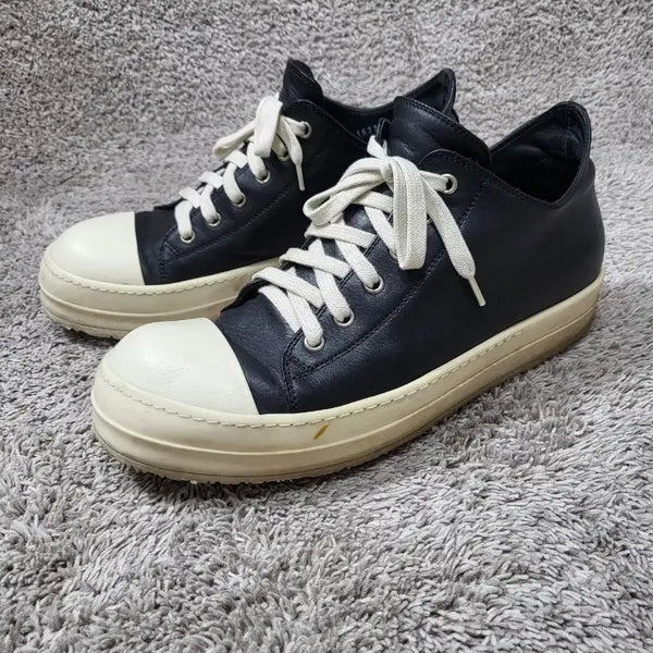 [BUNJANG] Rick Owens Ramones Leather Low Sneakers Black Milk / 릭오웬스 라몬즈 레더 로우 스니커즈 블랙밀크 270