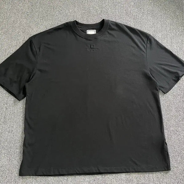 [BUNJANG] Wooyoungmi Front Mini Square Embroidery Logo Short Sleeve T-Shirt Black / 우영미 전면 미니 스퀘어 자수 로고 반팔 티셔츠 블랙