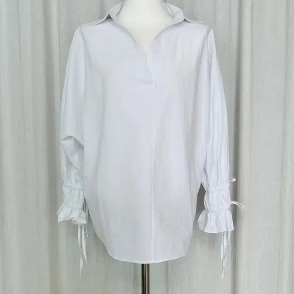 [BUNJANG] White Shirring Blouse / 새상품// 화이트 셔링 블라우스