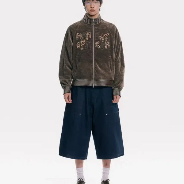 [BUNJANG] MOO Back Logo Indigo Denim Bermuda Shorts (L) / 백로고 카펜터 인디고 데님 버뮤다팬츠 (L)