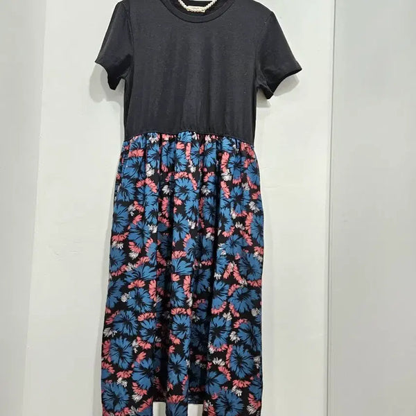 [BUNJANG] L'affair Black Floral Pattern Midi Dress / 라페어(L'affair) 블랙 상의 믹스 원피스 S