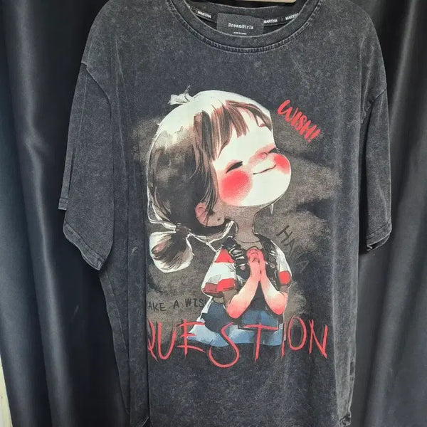 [BUNJANG] Unisex Pigment Vintage Printing Short Sleeve T-Shirt / 새상품 남여공용 피그먼트 빈티지 프린팅 반팔 티셔츠
