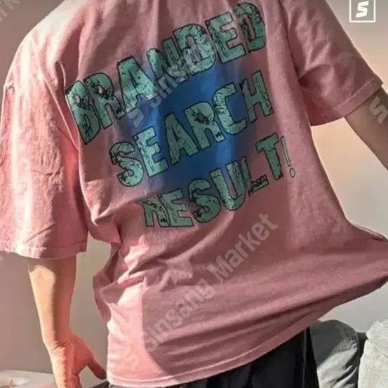 [BUNJANG] Pigment Fabric Pink Printing Short Sleeve T-Shirt / 새상품 피그먼트 원단 핑크색 프린팅 반팔 티셔츠