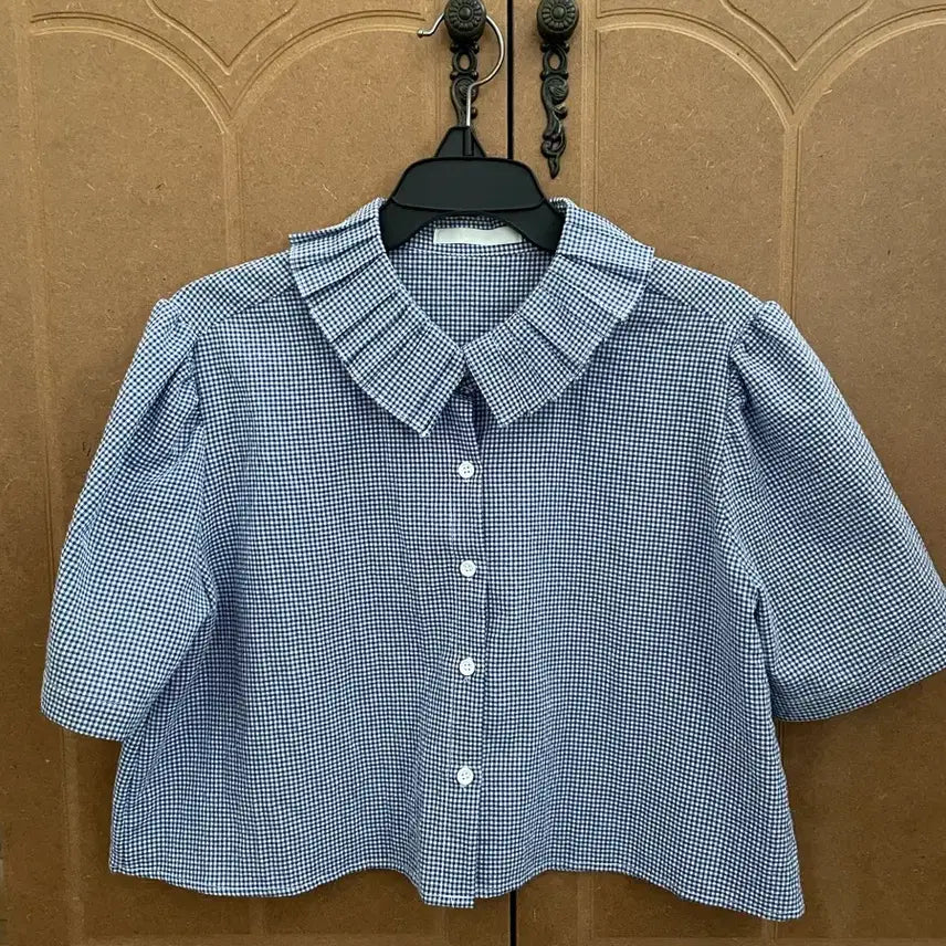 [BUNJANG] Frill Detail Plaid Blouse / 귀여운 블라우스