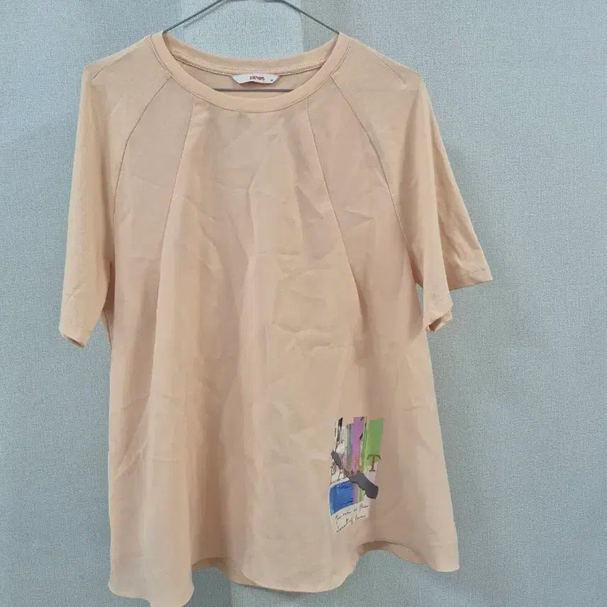 [BUNJANG] Zishen Short Sleeve T-Shirt Apricot Print / zishen 반팔 티셔츠 살구색 프린팅