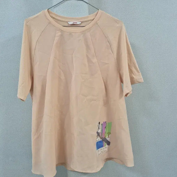 [BUNJANG] Zishen Short Sleeve T-Shirt Apricot Print / zishen 반팔 티셔츠 살구색 프린팅