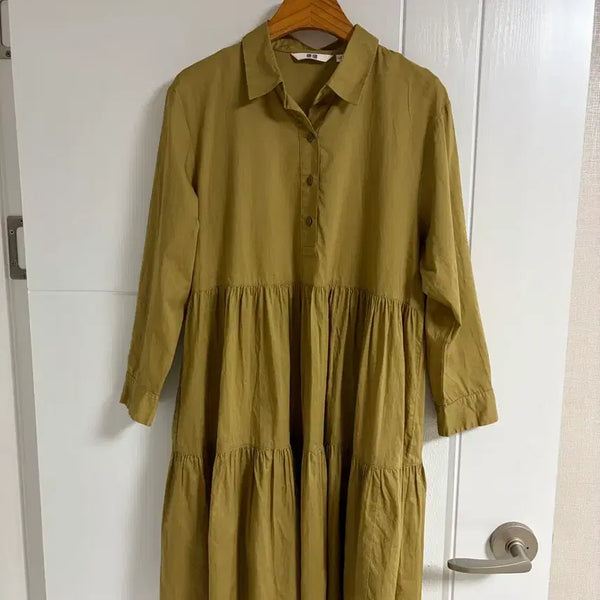 [BUNJANG] Uniqlo Long-Sleeve Cotton Shirt Dress / (일본 수입 빈티지)유니클로 셔츠 원피스 긴팔 기본 데일리 면100 S