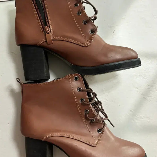 [BUNJANG] Brown Tone-Up Ankle Boots / 브라운 톤업 앵클 부츠