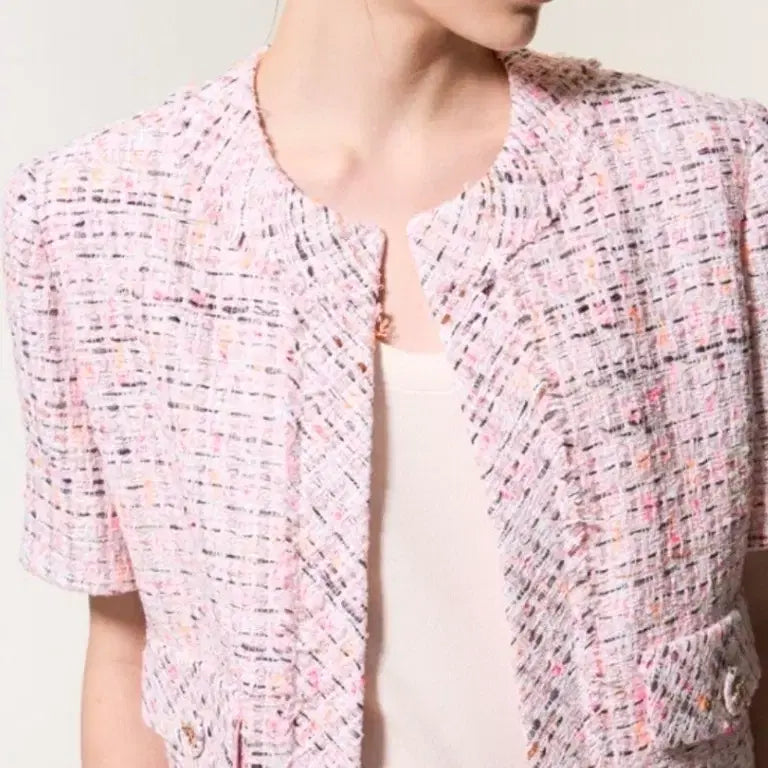[BUNJANG] MINE Tweed Short Sleeve Jacket / MINE 마인 트위드 반팔 자켓