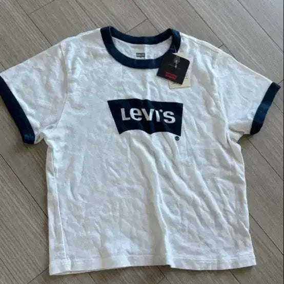 [BUNJANG] Levi's White Navy Ringer Short Sleeve T-Shirt / (새제품) 리바이스 흰색 네이비 링거 반팔티
