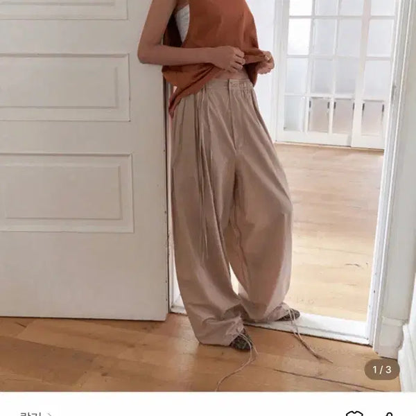 [BUNJANG] Langer Linen Bending Wide Pants Beige/Brown / 랑거 린넨 밴딩 와이드 팬츠 베이지,브라운 (새상품)