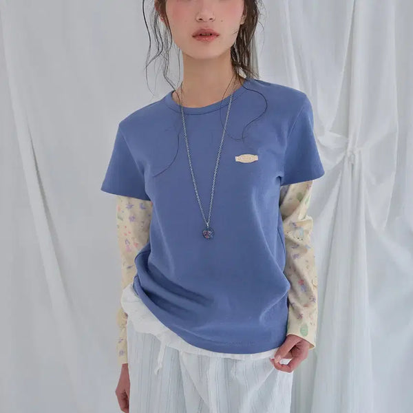 [BUNJANG] Muwm Layered T-Shirt Blue / 무음 muwm 레이어드 티 블루