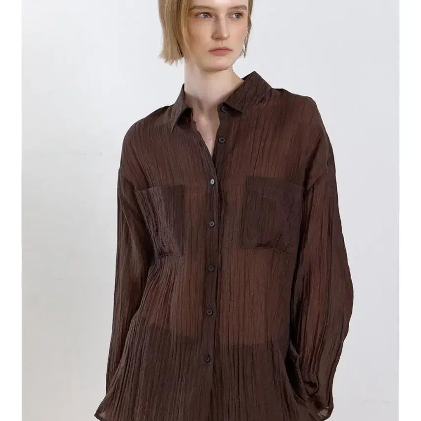 [BUNJANG] OVEOF Maris Crinkle Shirt Brown / 오브오브 Maris Crinkle Shirts Brown