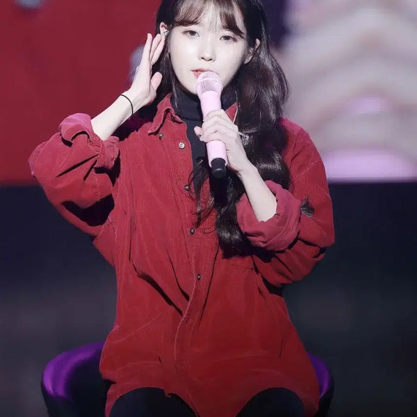 [BUNJANG] IU Red Corduroy Shirt / 아이유 레드 코듀로이 셔츠