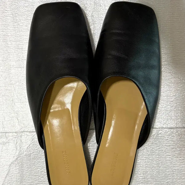 [BUNJANG] Linen Mule Heels Slipper Sandals (245) / 리넨느 뮬 구두 슬리퍼 샌들 245