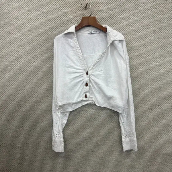 [BUNJANG] ZARA Cropped Shirt Blouse L / 자라 ZARA 크롭 셔츠 블라우스 L D03097