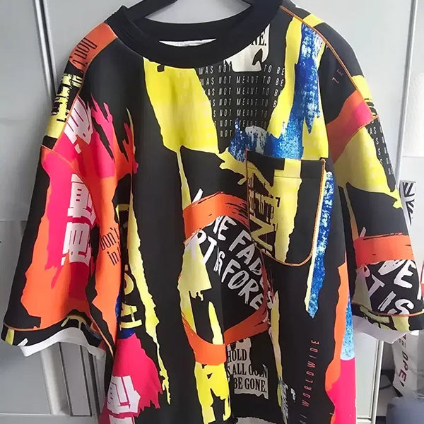 [BUNJANG] Gensai Graphic Print Short Sleeve T-Shirt / 젠사이 화려한 프린팅 반팔 티셔츠