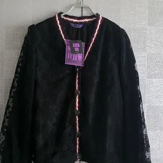 [BUNJANG] Anna Sui Black Chiffon Lace Cardigan / 새상품>안나수이]블랙 쉬폰 가디건 77