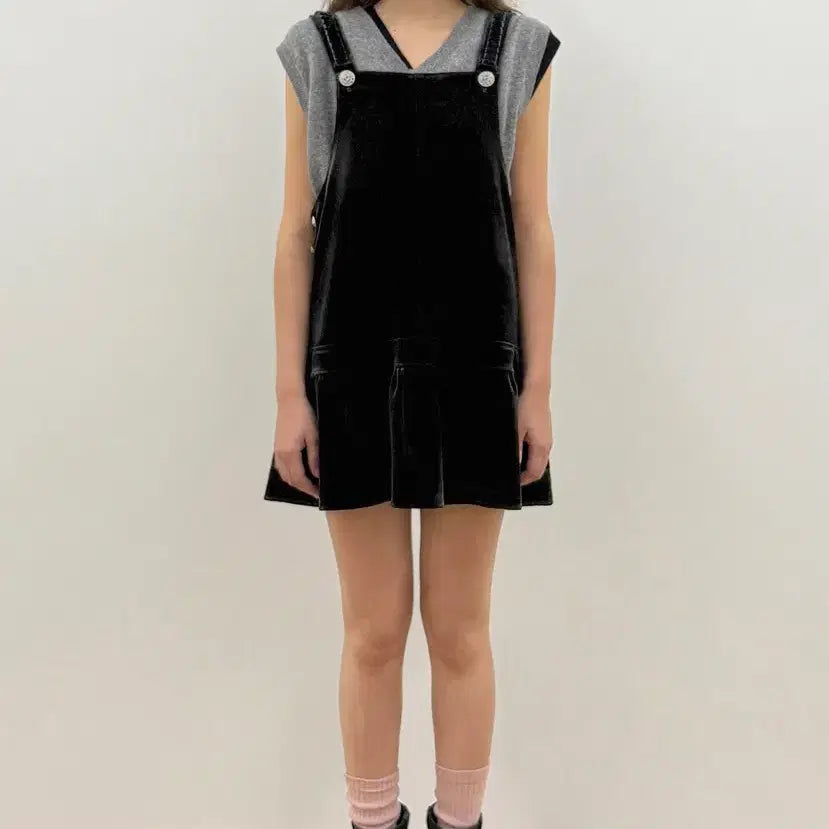 [BUNJANG] Sinoon Vintage Rose Velvet Overall Skirt / 시눈 Vintage Rose Velvet 오버롤 스커트