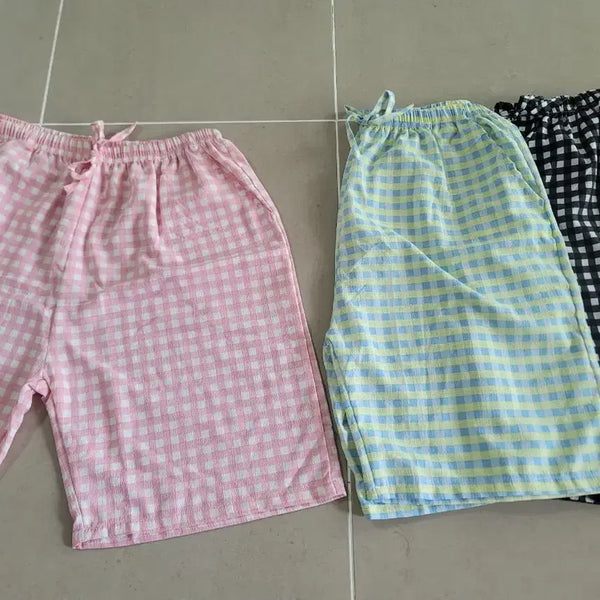 [BUNJANG] Women's Gingham Check Pajama Shorts 3-Pack / **새상품 ** 여자 홈웨어 반바지  3장
