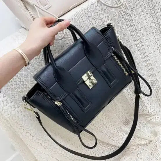 [BUNJANG] Ablery Double Zipper Gold Logo Tote Bag / 에이블리 쌍지퍼 금장 핸드백 토트백
