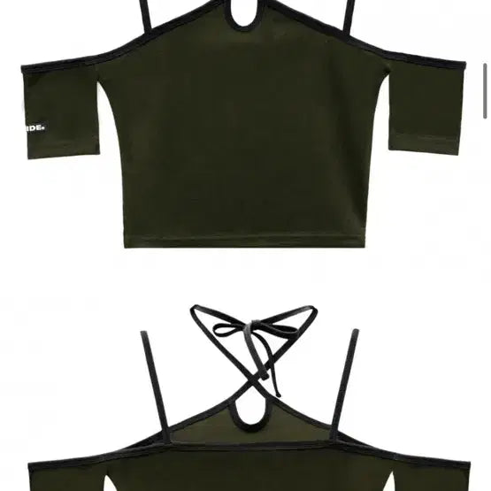 [BUNJANG] Hide Off-Shoulder Crop Top Khaki / 하이드 오프숄더 크롭티 카키