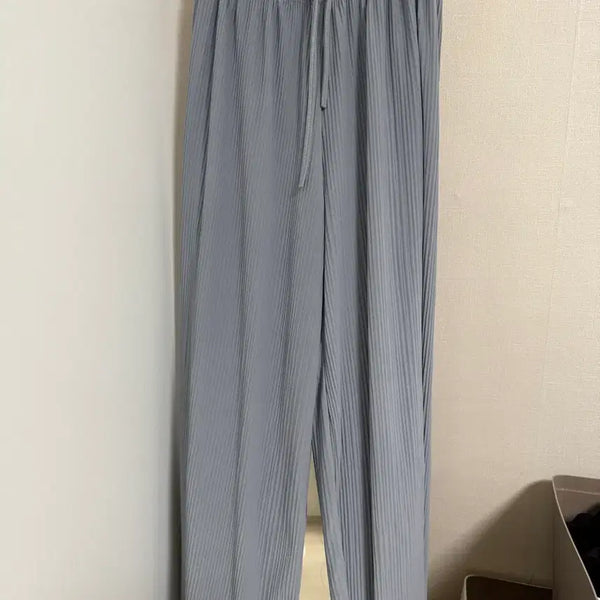 [BUNJANG] Pleated Wide Pants - Sora Color / 소라색 플리츠 와이드 팬츠 (1회착용)