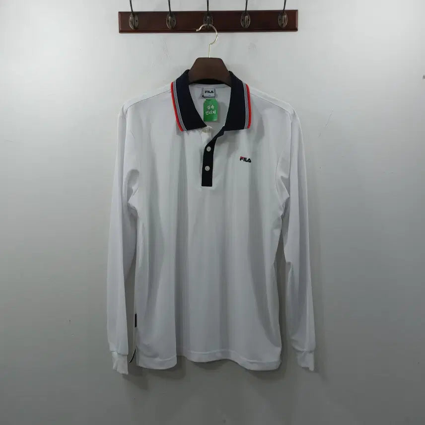 [BUNJANG] Fila Men's White Summer Collar Long Sleeve T-Shirt 2XL / 2XL 휠라 남성 화이트 단정 여름 카라 긴팔티셔츠