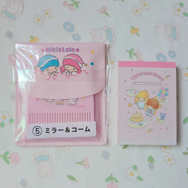 [BUNJANG] Sanrio Kiki Lala Little Twin Stars Comb Mirror Set + Memo Pad Bundle / 일본정품)산리오 키키라라 리틀트윈스타 빗거울세트+떡메모지 일괄