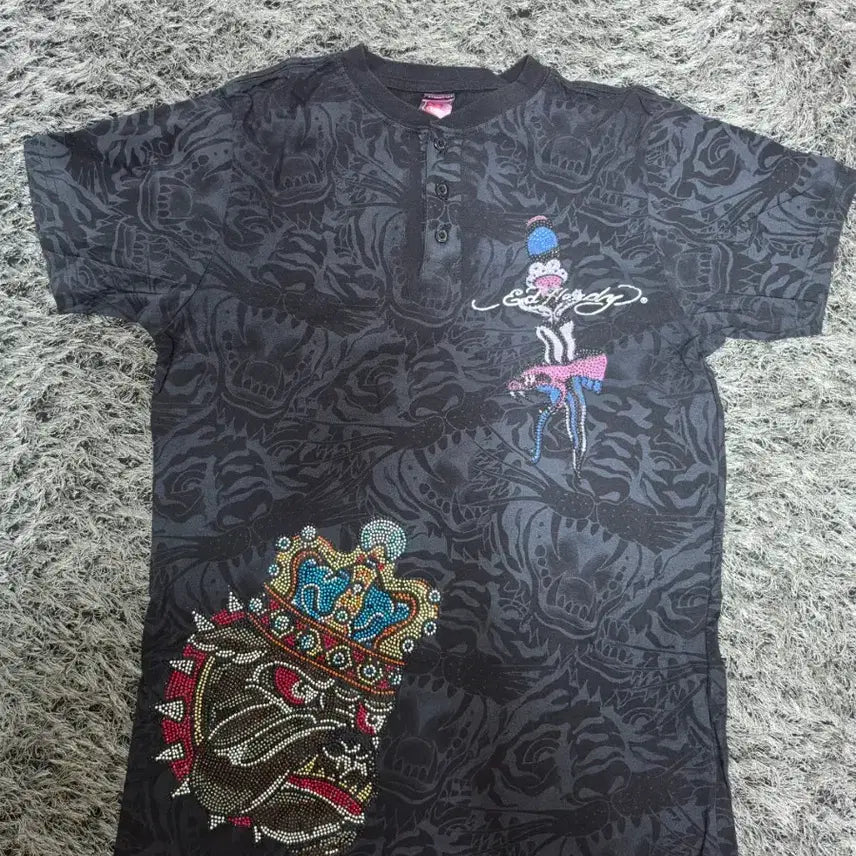 [BUNJANG] Ed Hardy Premium Henleys Short Sleeve T-Shirt / ED HARDY 프리미엄 헨리넥 반팔 티셔츠